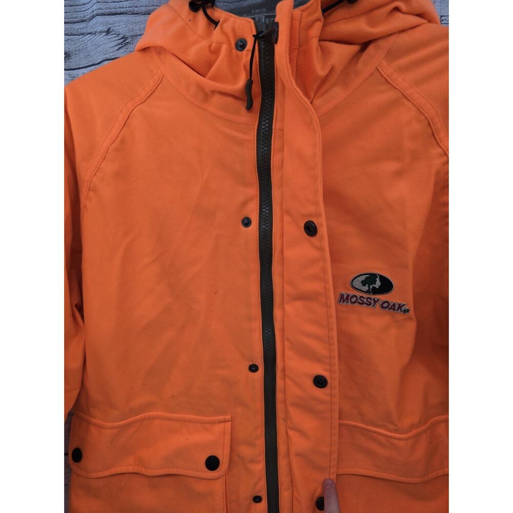 Mossy Oak Hooded Jacket Blaze Orange Hunting Outdoor Zip Up Men's Size Small - Picture 6 of 11